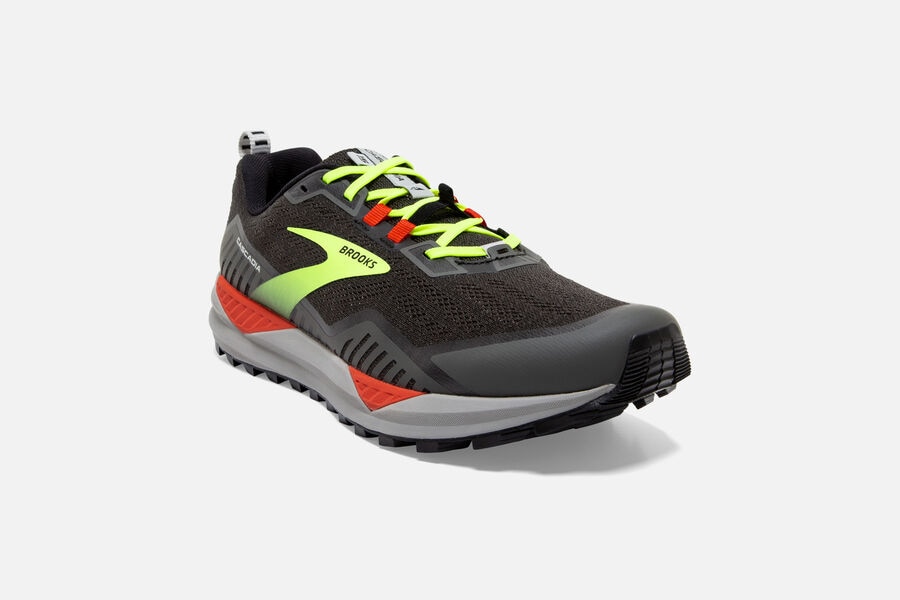 Brooks Cascadia 15 Trail Running Shoes - Mens - Black/Green - KR9062845